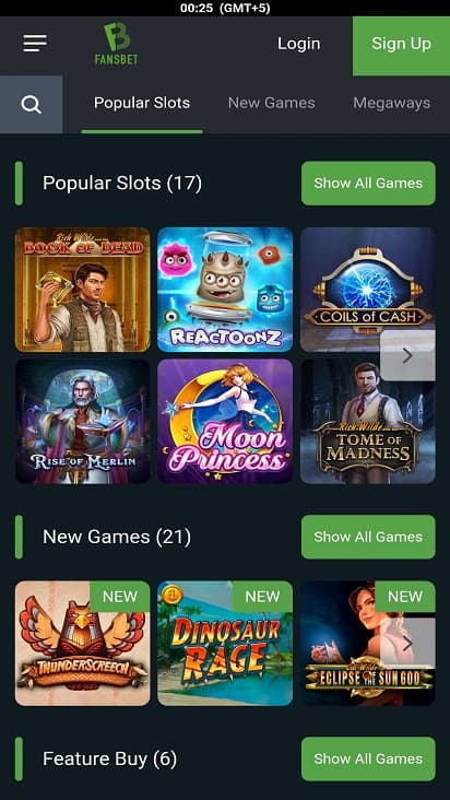 Fans bet games page