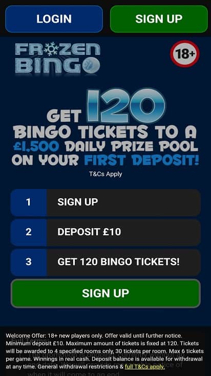 Frozen bingo home page Frozen bingo home page