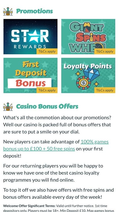 Giant spins promotions page