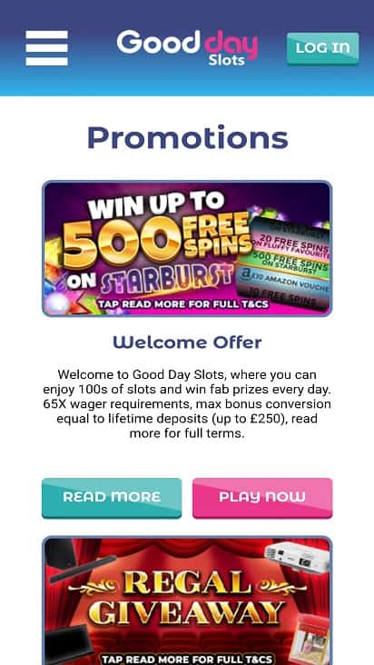 Good day slots promotions page