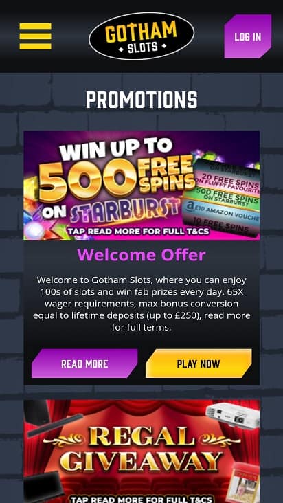 Gotham slots promotions page