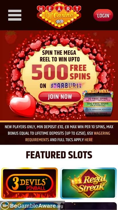 Heart of casino home page