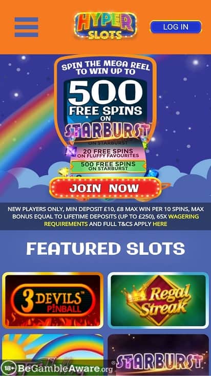 Hyper slots home page Hyper slots home page