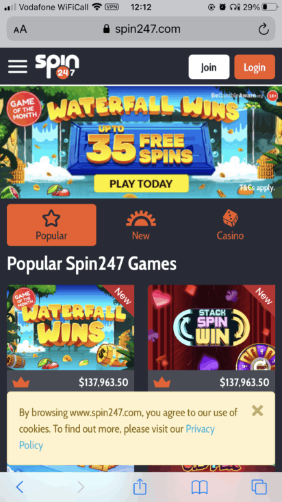 spin247 mobile home