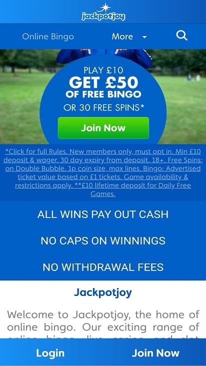 Jackpot joy promotions page