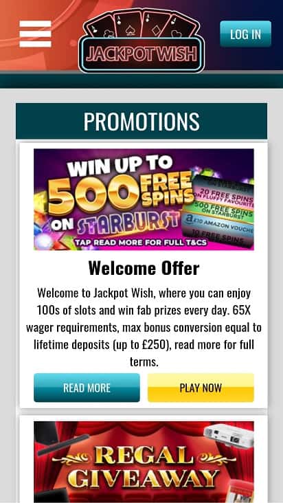 Jackpot wish promotions page