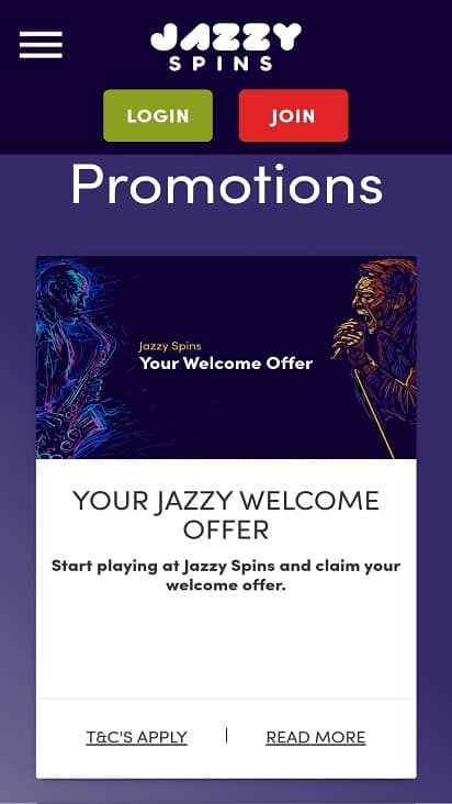 Jazzy spins promotions page Jazzy spins promotions page