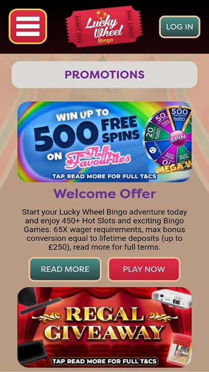 Lucky wheel bingo promotions page Lucky wheel bingo promotions page