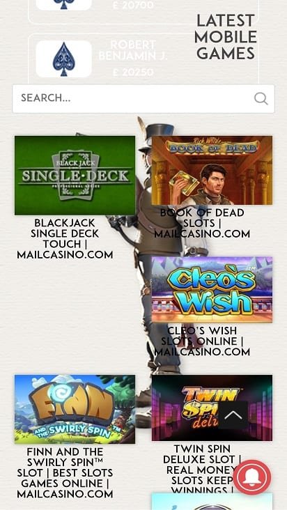 Mail casino games page