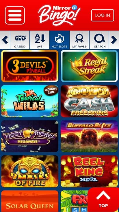 Mirror bingo games page Mirror bingo games page