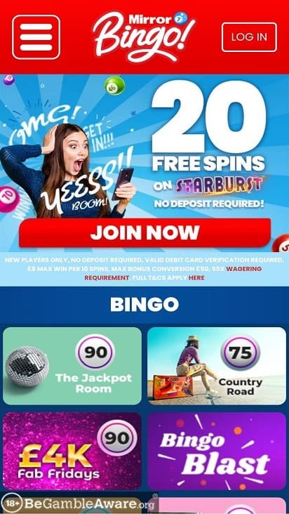 Mirror bingo home page