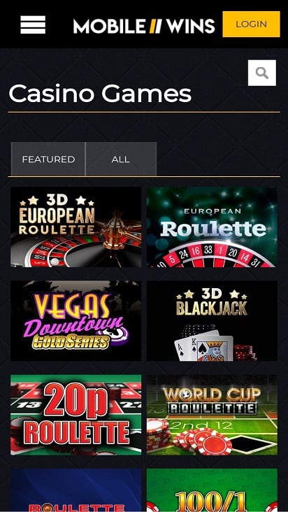 Mobile wins games page
