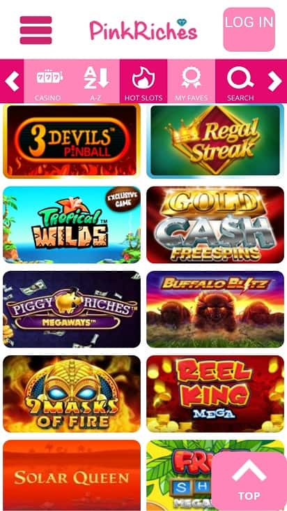 Pink riches games page