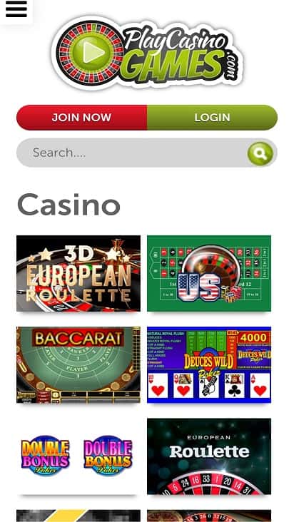 Play casino games page
