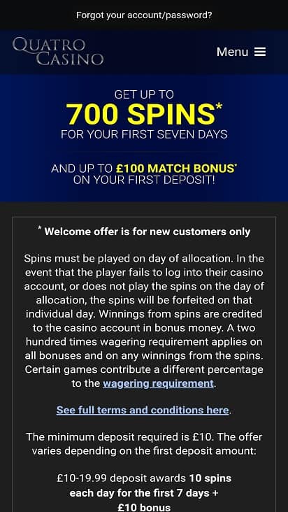 Quatro casino games page Quatro casino games page