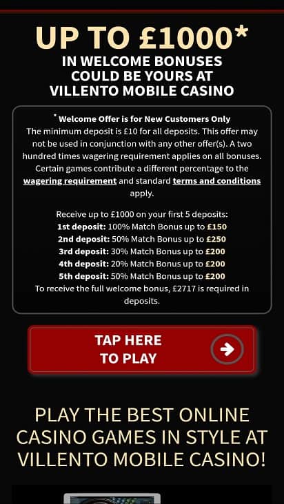 Villento promotions page Villento promotions page