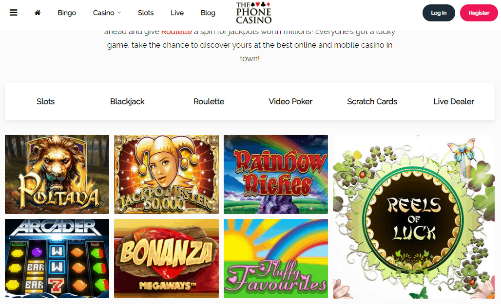 the phone casino games