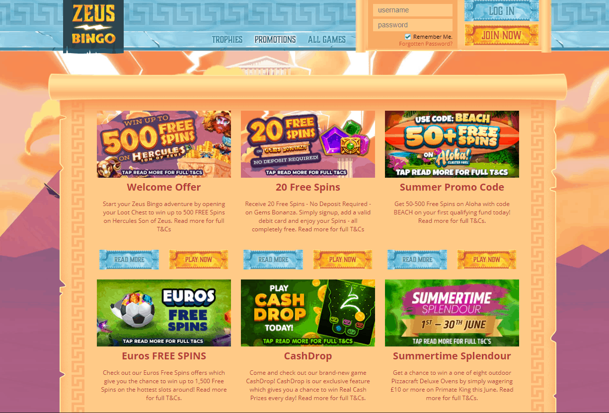 zeus promotions Zeus Bingo promotion