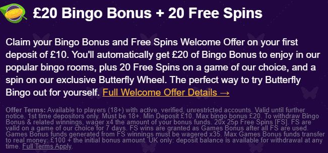 butterfly bingo promo new