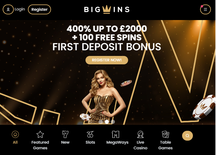 Big wins homepage