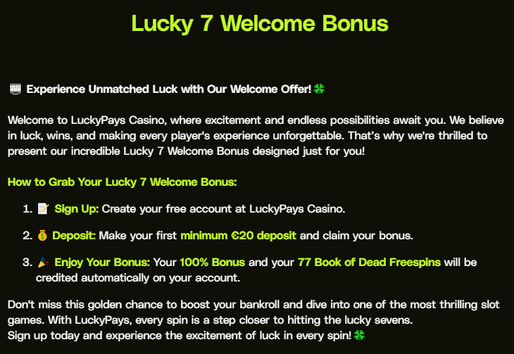 lucky pays promo