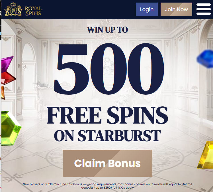 Royal Spins homepage