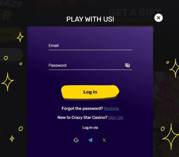 crazy star casino login