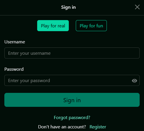 pure casino login