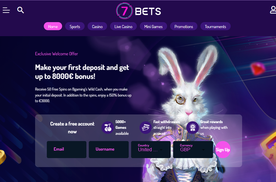 7 Bets homepage