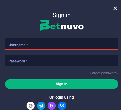 BetNuvo login