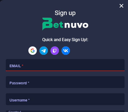 BetNuvo sign up