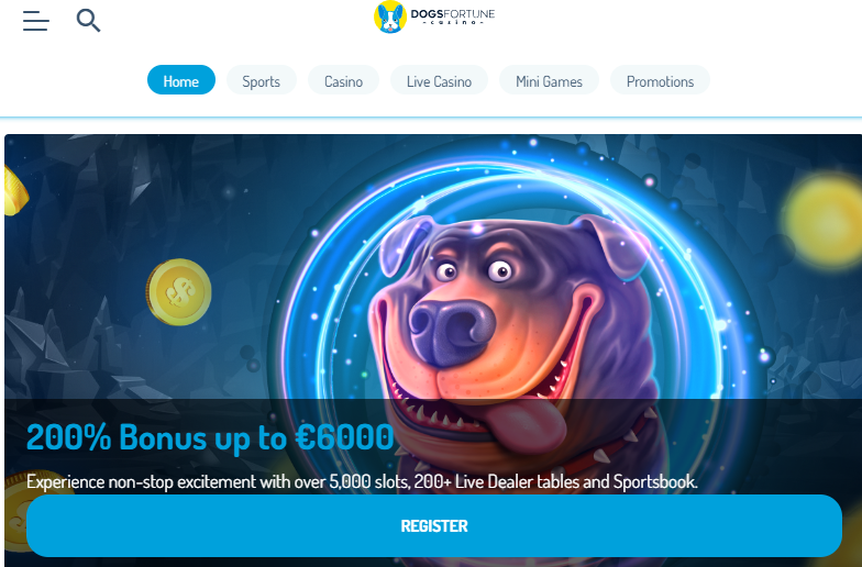 Dogs Fortune Casino homepage