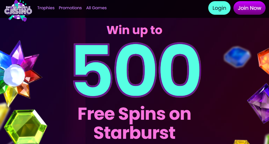 Pay By Mobile Casino homepage