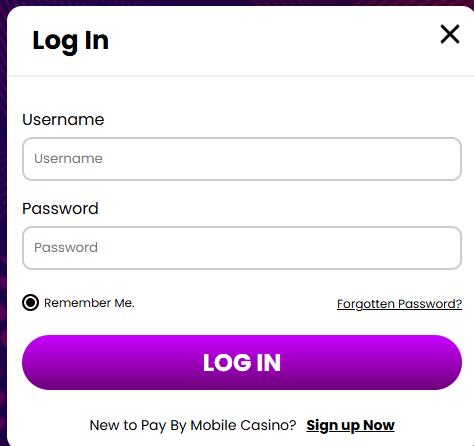 Pay By Mobile Casino login