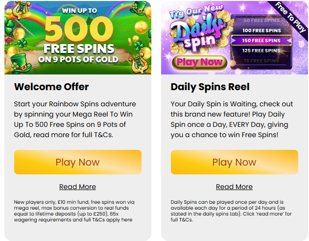 Rainbow Spins promotions