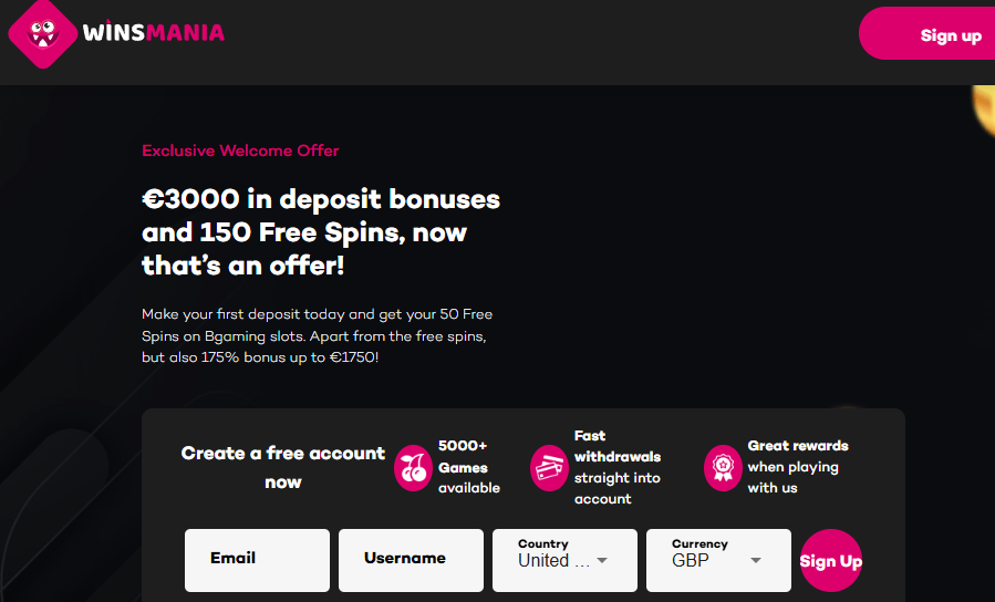 WinsMania homepage
