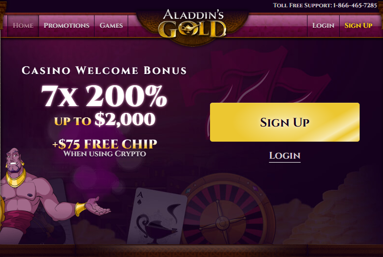 Aladdin's Gold homepage