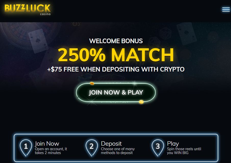 Buzzluck Casino homepage