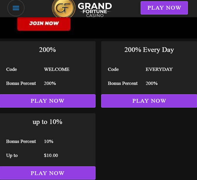Grand Fortune Casino promotions