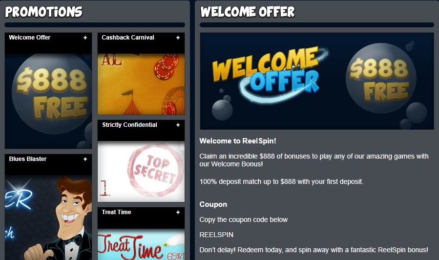 Reel Spin Casino promotions