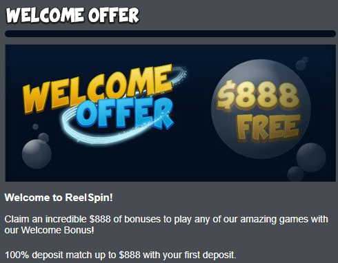 Reel Spin Casino Welcome Offer