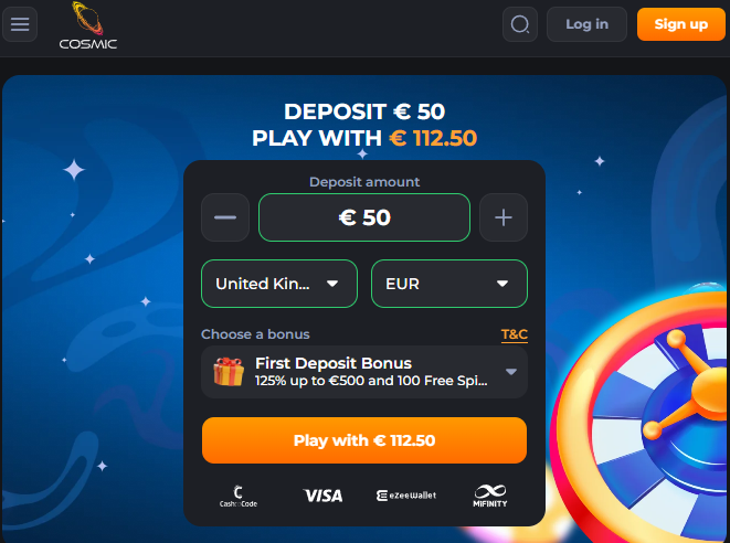 cosmic slots casino homepage
