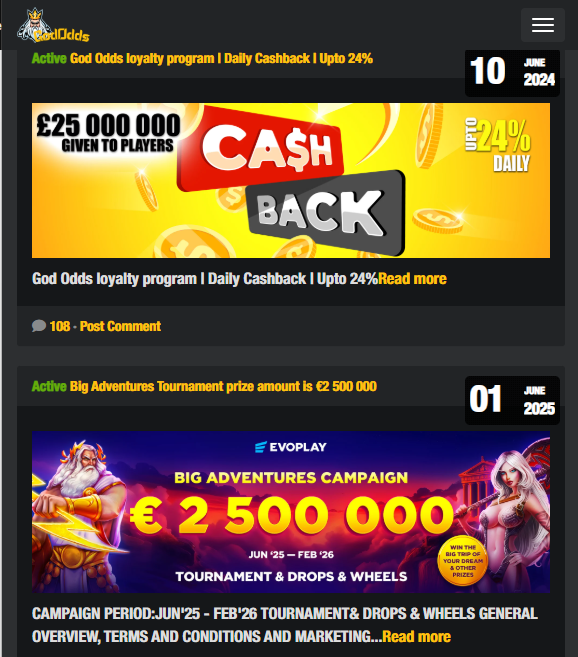 God Odds promotions