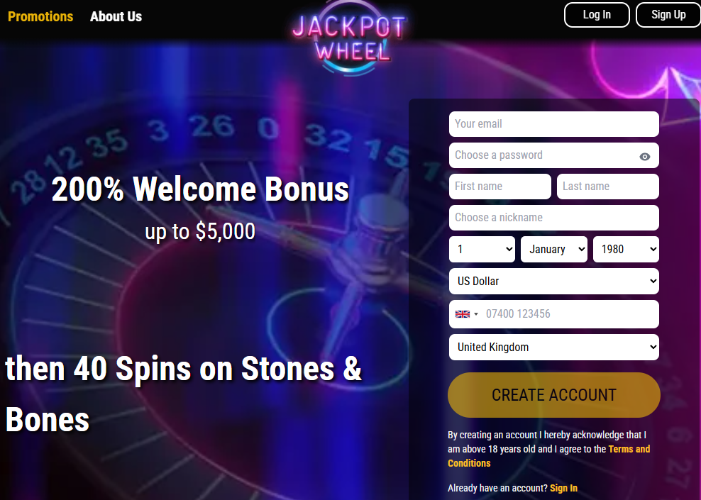 Jackpot Wheel Homepage