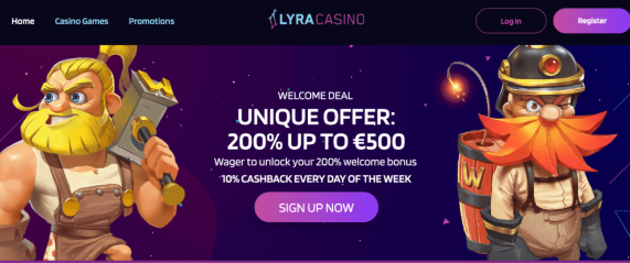 Lyra Casino Homepage