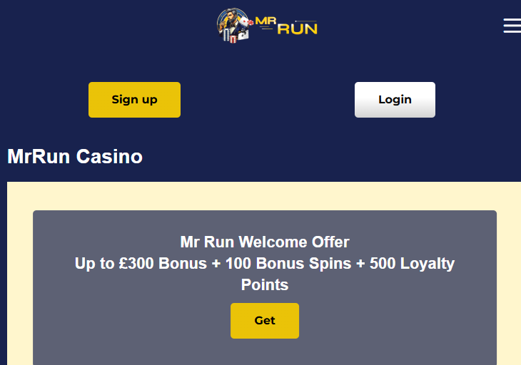 Mr Run Casino Homepage