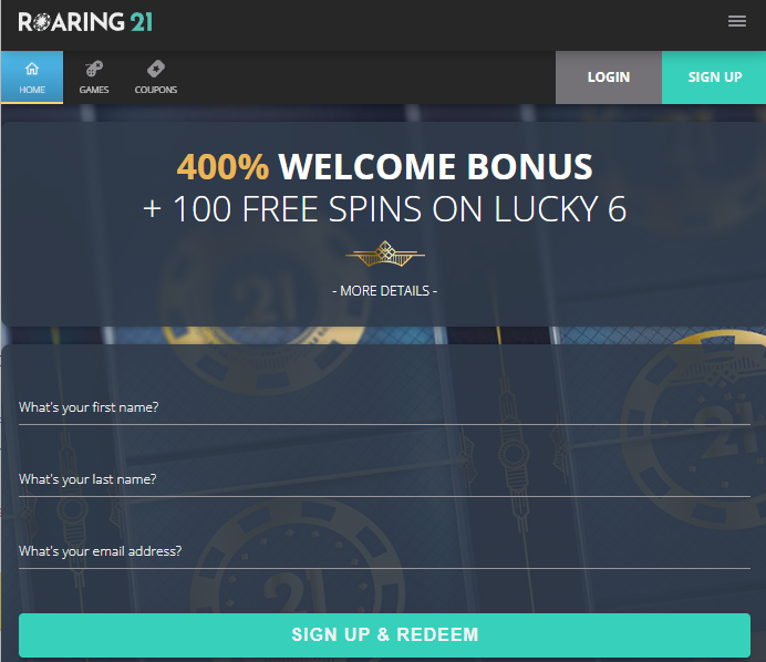 Roaring 21 Homepage