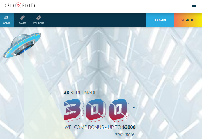 Spinfinity Casino Homepage