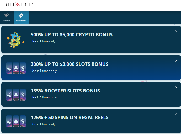 Spinfinity Casino Promotions