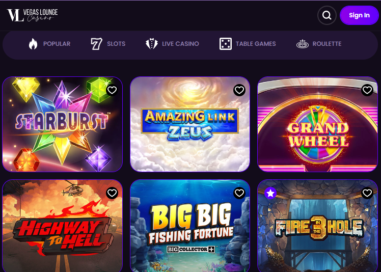 Vegas Lounge Casino Games